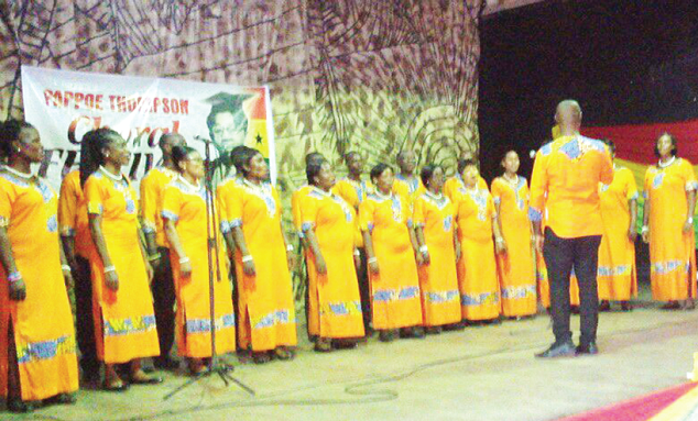 One of the choirs that took part in this year’s festival. Inset: the late Emmanuel Pappoe Thompson